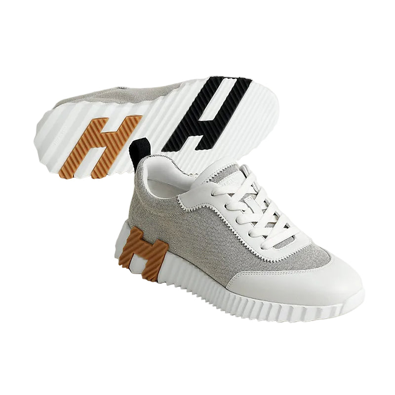 Premium Sport Sneakers - Light Gray with White leather