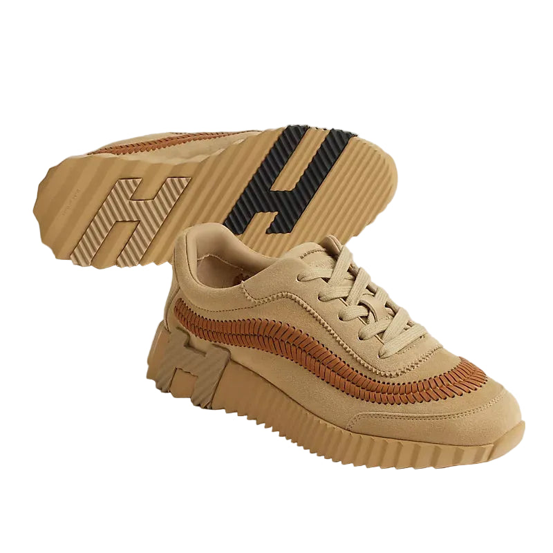 Bouncing Suede & Braided Leather Sneakers