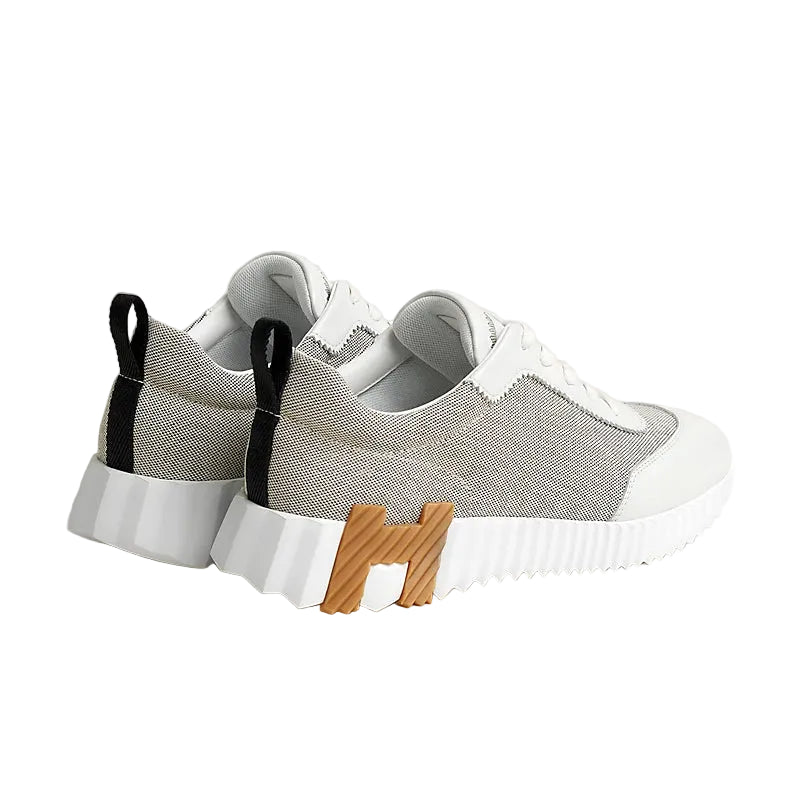 Premium Sport Sneakers - Light Gray with White leather